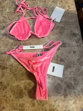 triangl swimwear Hot Pink Velvet Bikini Set